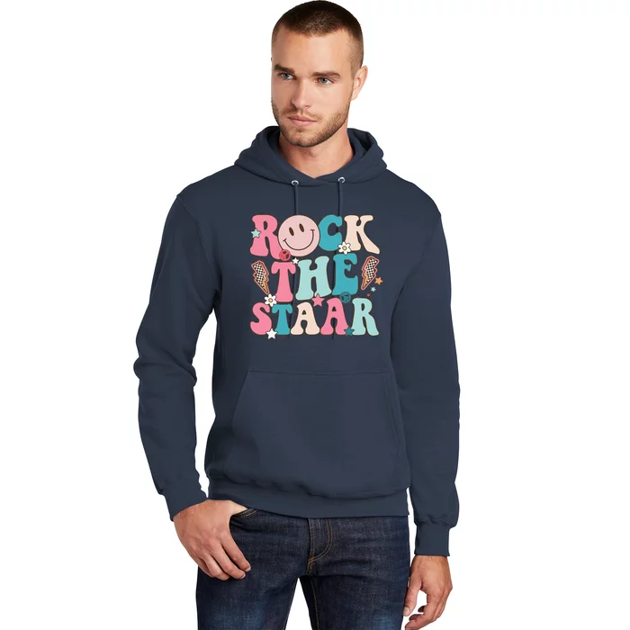 Rock The Staar Test Testing Day Retro Groovy Teacher Stars Hoodie