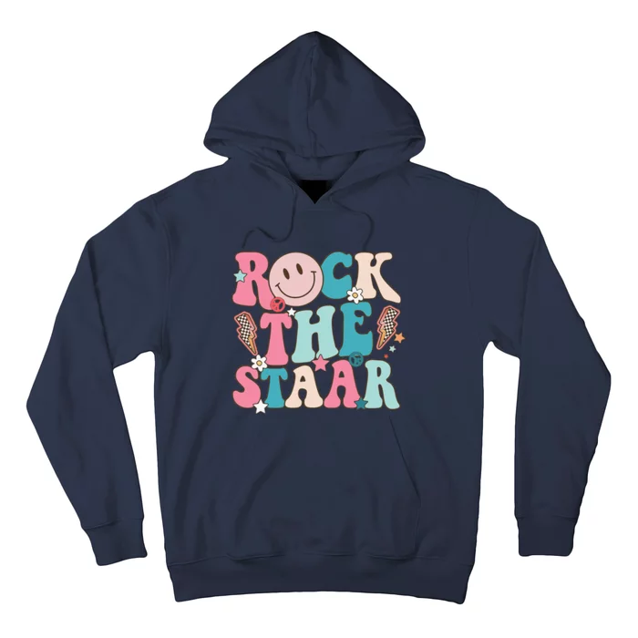 Rock The Staar Test Testing Day Retro Groovy Teacher Stars Hoodie