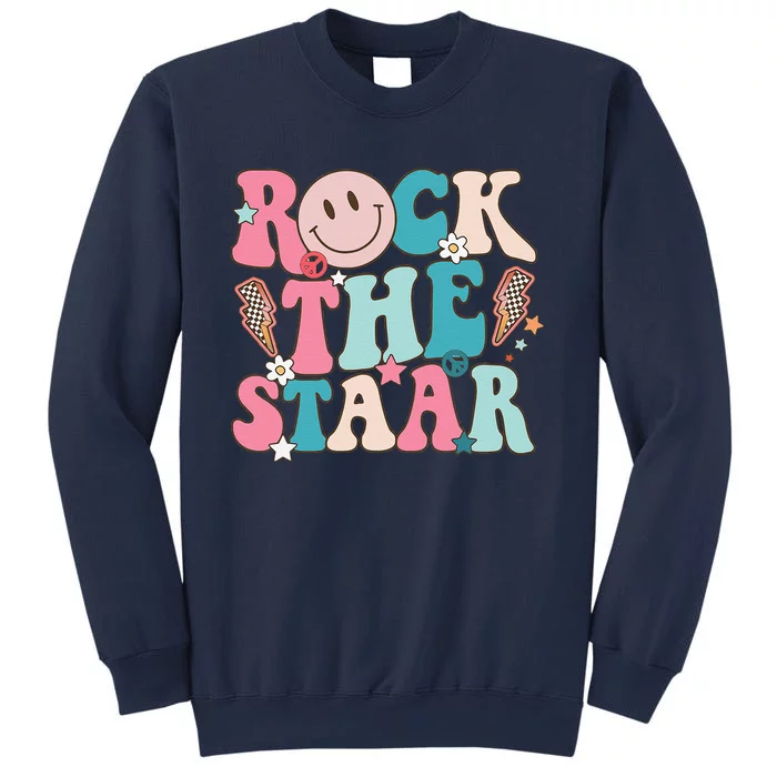 Rock The Staar Test Testing Day Retro Groovy Teacher Stars Sweatshirt