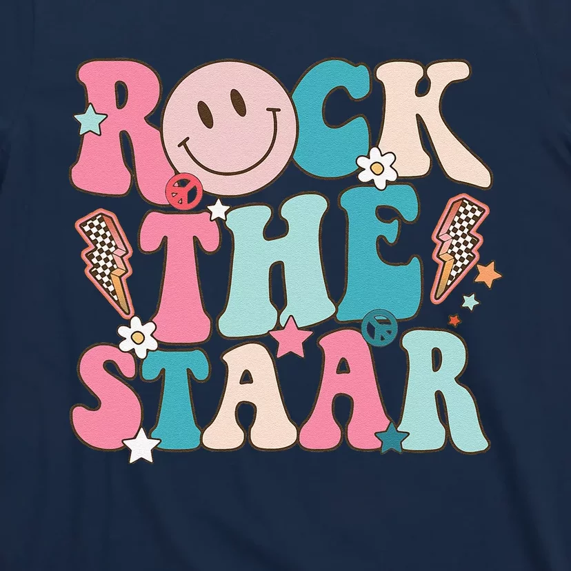 Rock The Staar Test Testing Day Retro Groovy Teacher Stars T-Shirt