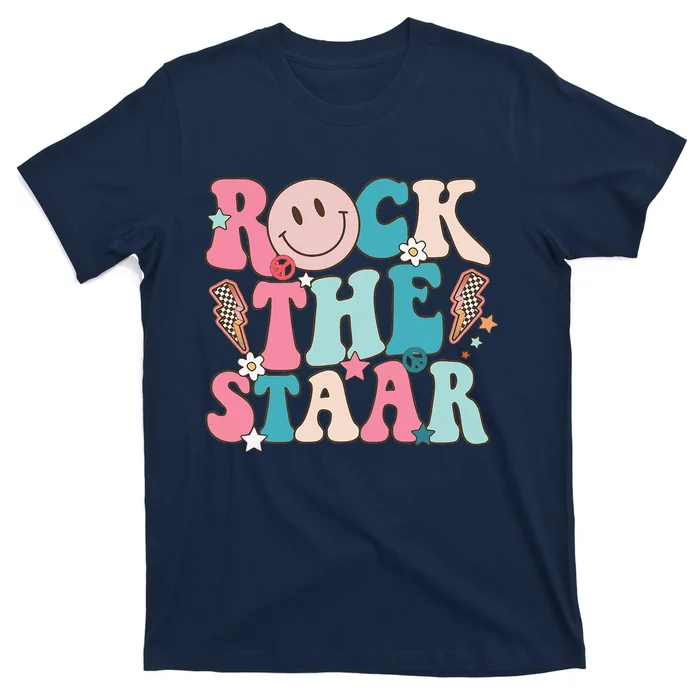 Rock The Staar Test Testing Day Retro Groovy Teacher Stars T-Shirt