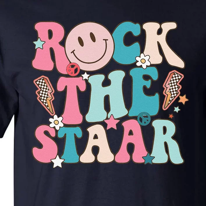 Rock The Staar Test Testing Day Retro Groovy Teacher Stars Tall T-Shirt