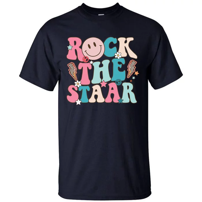 Rock The Staar Test Testing Day Retro Groovy Teacher Stars Tall T-Shirt