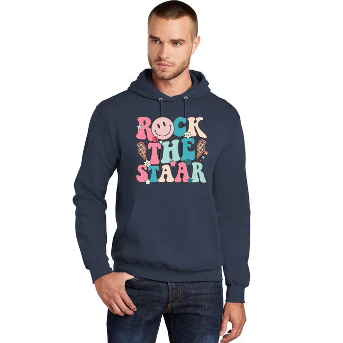 Rock The Staar Test Testing Day Retro Groovy Teacher Stars Tall Hoodie