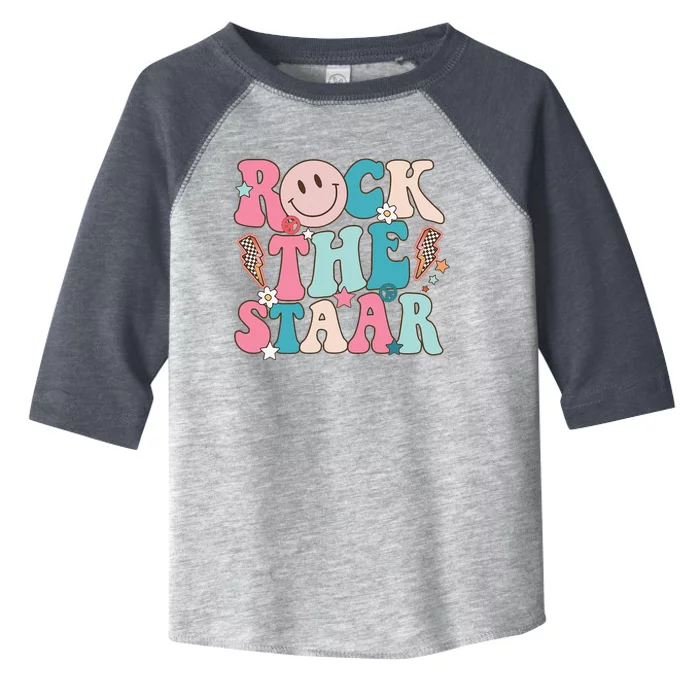 Rock The Staar Test Testing Day Retro Groovy Teacher Stars Toddler Fine Jersey T-Shirt