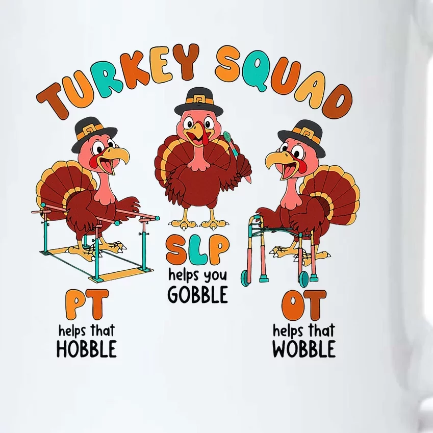 Retro Turkey Squad Thanksgiving SLP OT PT Therapy Team Black Color Changing Mug