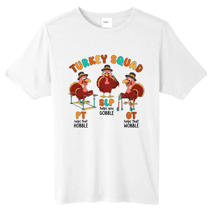 Retro Turkey Squad Thanksgiving SLP OT PT Therapy Team ChromaSoft Performance T-Shirt