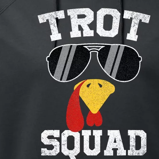 Running Turkey Sunglasses Trot Squad Thanksgiving Performance Fleece Hoodie