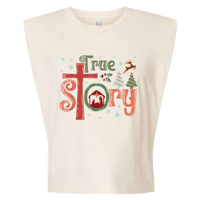 Retro True Story Jesus Christmas Nativity Scene Christian Garment-Dyed Women's Muscle Tee