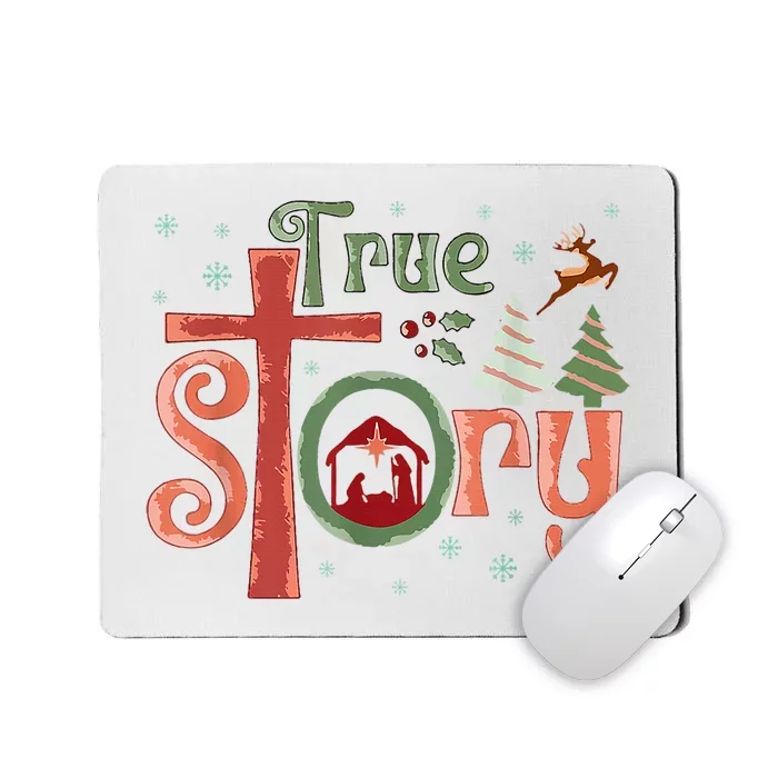 Retro True Story Jesus Christmas Nativity Scene Christian Mousepad