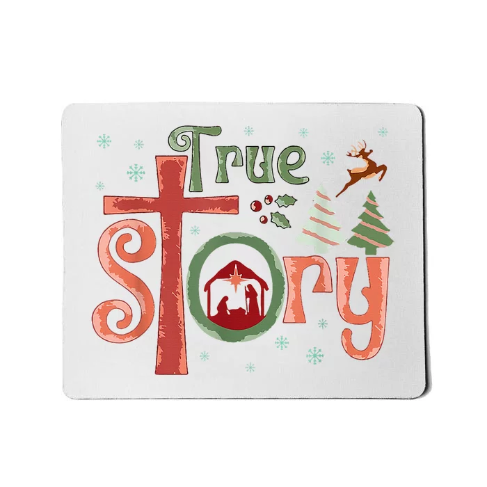 Retro True Story Jesus Christmas Nativity Scene Christian Mousepad