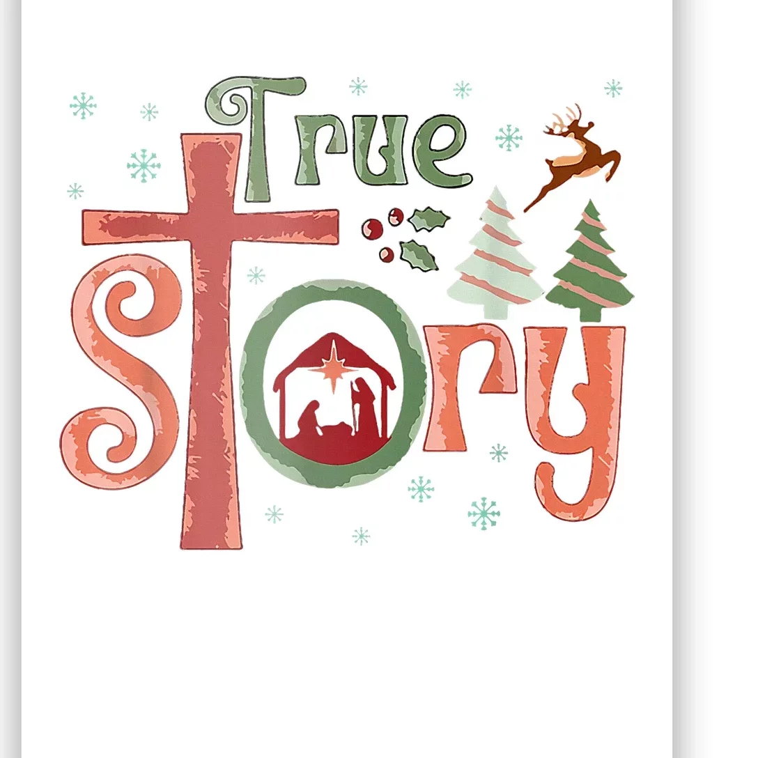 Retro True Story Jesus Christmas Nativity Scene Christian Poster