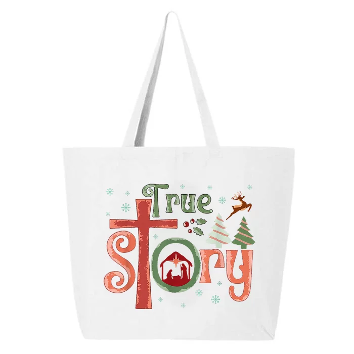 Retro True Story Jesus Christmas Nativity Scene Christian 25L Jumbo Tote