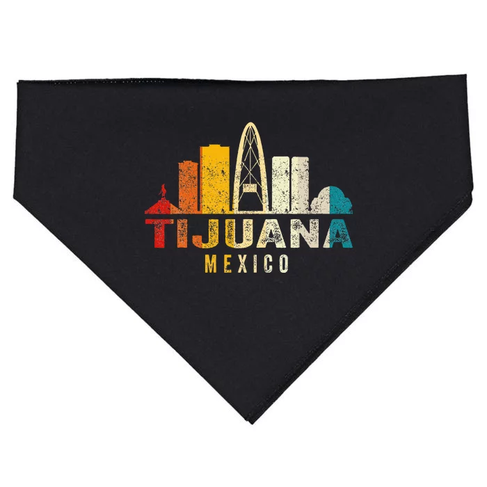 Retro Tijuana Skyline Vintage Mexico Souvenir USA-Made Doggie Bandana