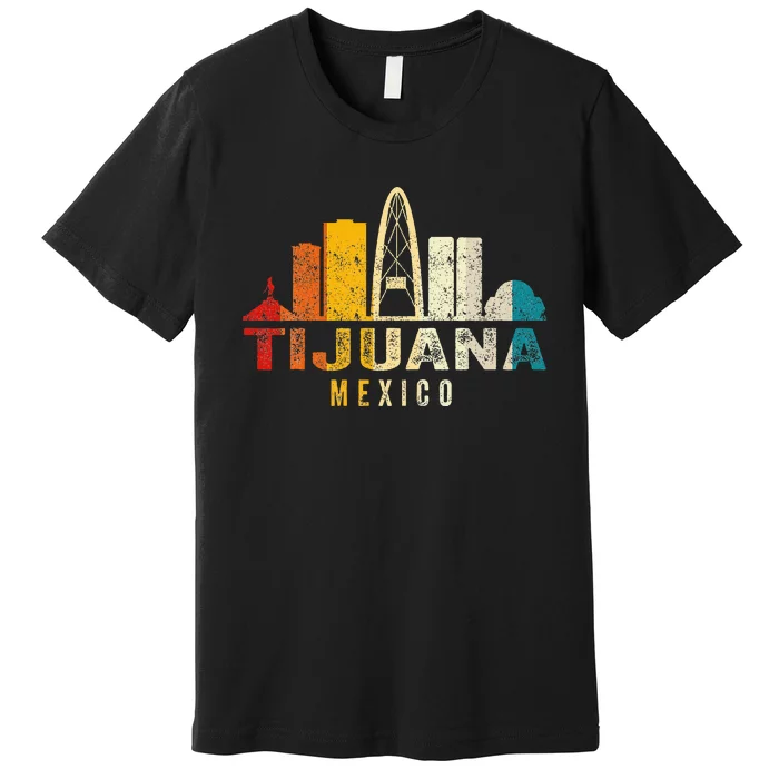 Retro Tijuana Skyline Vintage Mexico Souvenir Premium T-Shirt