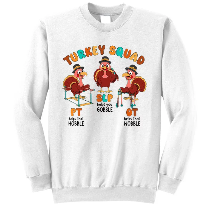 Retro Turkey Squad Thanksgiving SLP OT PT Therapy Team Sweatshirt