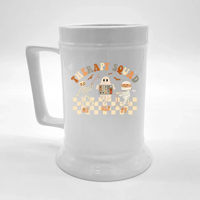 Retro Therapy Squad Slp Ot Pt Team Halloween Speech Physical Front & Back Beer Stein