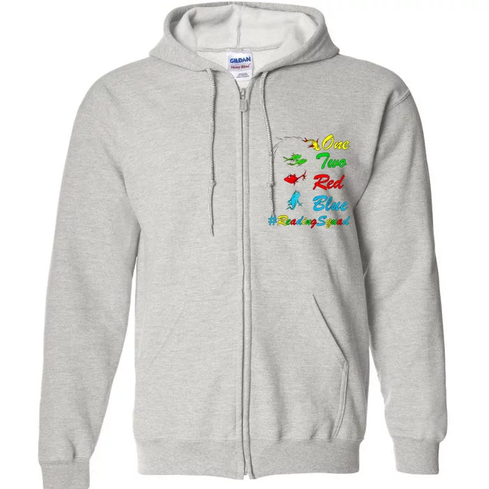 Reading Teacher Squad Oh The Places One Two Red Blue Fish Full Zip Hoodie