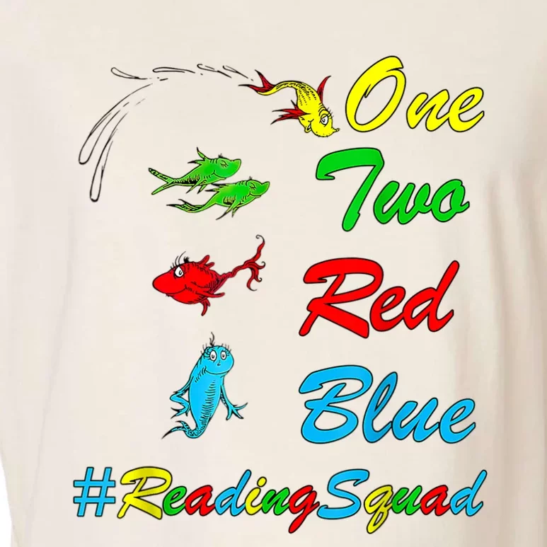 Reading Teacher Squad Oh The Places One Two Red Blue Fish Garment-Dyed Women's Muscle Tee