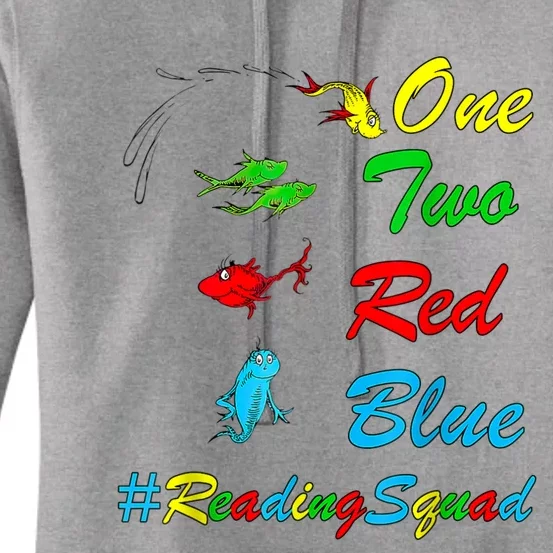 Reading Teacher Squad Oh The Places One Two Red Blue Fish Women's Pullover Hoodie