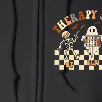 Retro Therapy Squad SLP OT PT Team Halloween Speech Physical Full Zip Hoodie