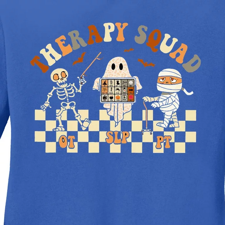 Retro Therapy Squad SLP OT PT Team Halloween Speech Physical Ladies Long Sleeve Shirt