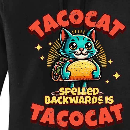 Retro Tacocat Spelled Backwards Is Taco Cat Women's Pullover Hoodie