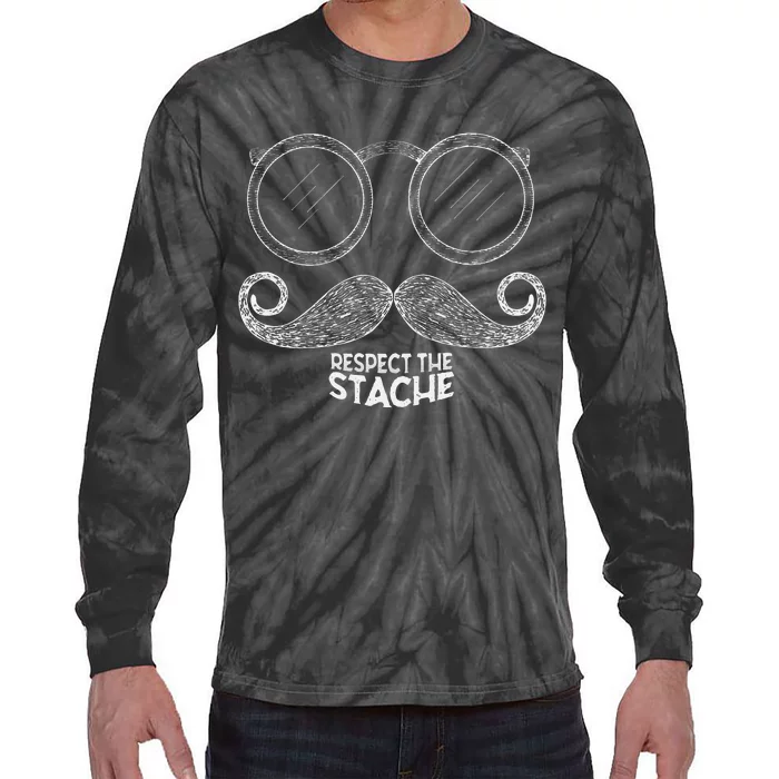 Respect the Stache vintage Mustache Tie-Dye Long Sleeve Shirt