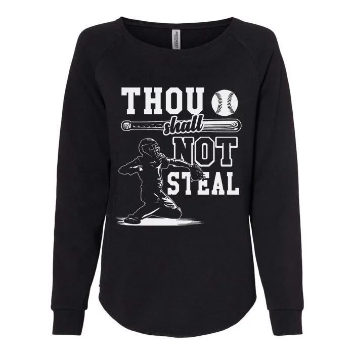 Retro Thou Shalt Not Steal Pitcher Strikeout Baseball Player Womens California Wash Sweatshirt