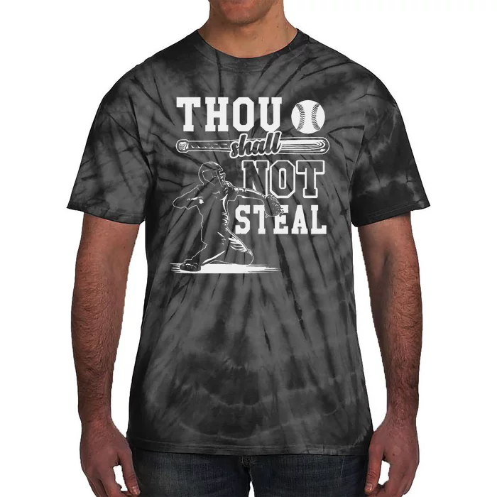 Retro Thou Shalt Not Steal Pitcher Strikeout Baseball Player Tie-Dye T-Shirt