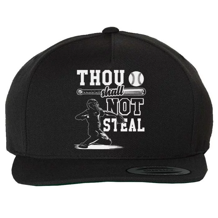 Retro Thou Shalt Not Steal Pitcher Strikeout Baseball Player Wool Snapback Cap