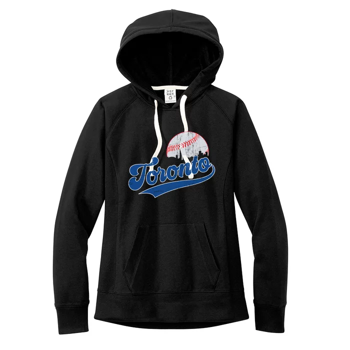 Retro Toronto Skyline Vintage Game Day Baseball Gift Women's Fleece Hoodie