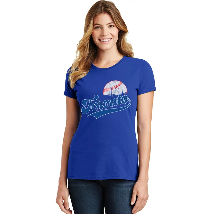 Retro Toronto Skyline Vintage Game Day Baseball Gift Women's T-Shirt