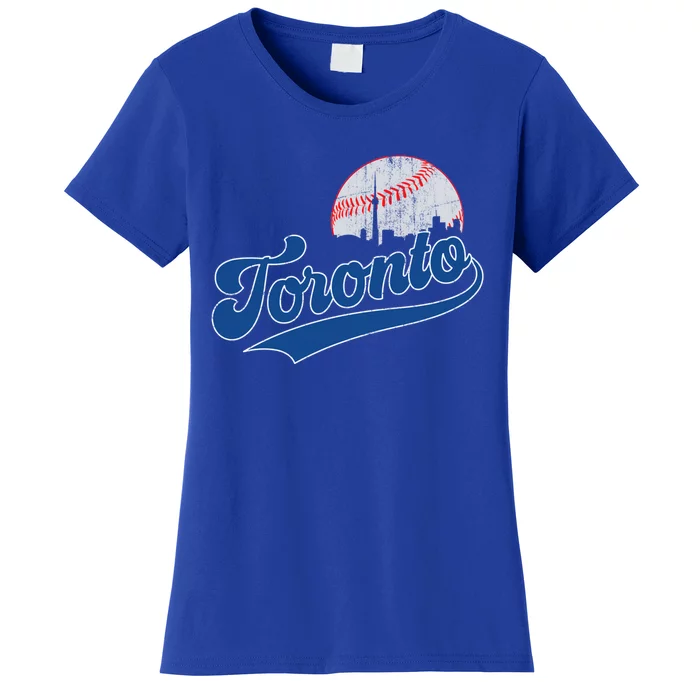 Retro Toronto Skyline Vintage Game Day Baseball Gift Women's T-Shirt