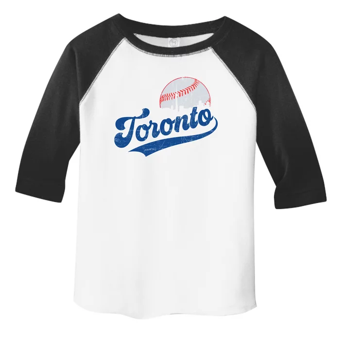 Retro Toronto Skyline Vintage Game Day Baseball Gift Toddler Fine Jersey T-Shirt