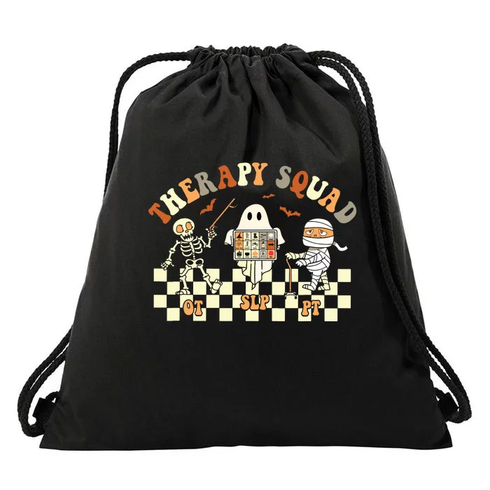 Retro Therapy Squad SLP OT PT Team Halloween Speech Physical Drawstring Bag