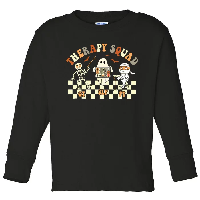 Retro Therapy Squad SLP OT PT Team Halloween Speech Physical Toddler Long Sleeve Shirt