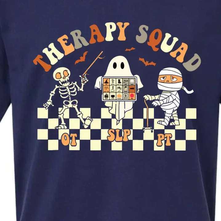 Retro Therapy Squad SLP OT PT Team Halloween Speech Physical Sueded Cloud Jersey T-Shirt