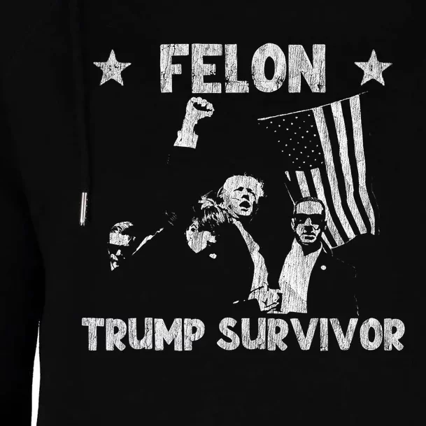 Retro Trump Survivor 2024 American Flag Trump Supporters Womens Funnel Neck Pullover Hood