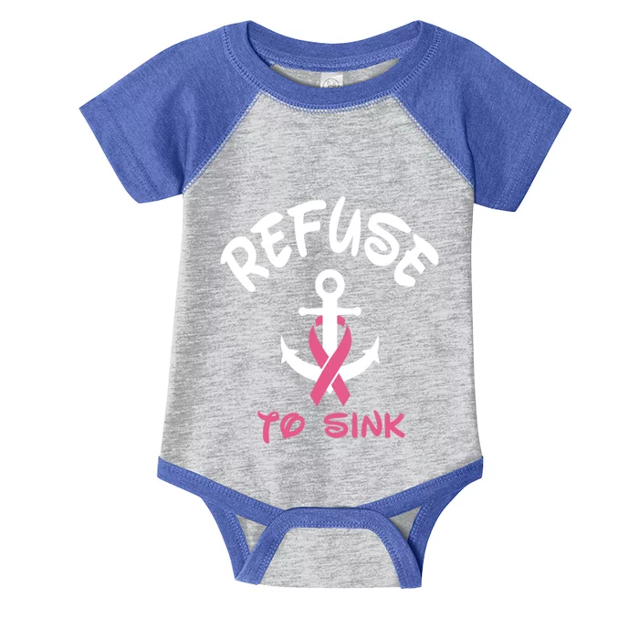 Refuse To Sink Breast Cancer Awareness Pink Ribbon Gift Infant Baby Jersey Bodysuit