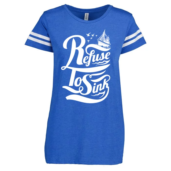 Refuse To Sink Ship And Seagulls Gift Enza Ladies Jersey Football T-Shirt