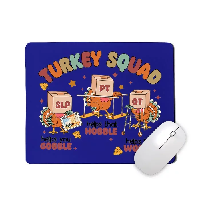 Retro Thankful Slp Ot Pt Turkey Squad Thanksgiving Therapist Gift Mousepad