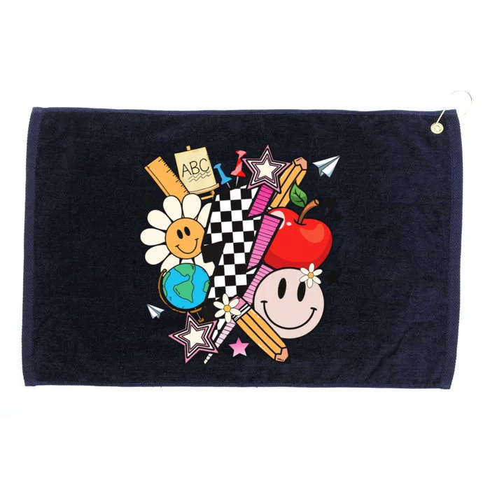 Retro Teacher Sublimation Cute Teacher Back To School Meaningful Gift Grommeted Golf Towel