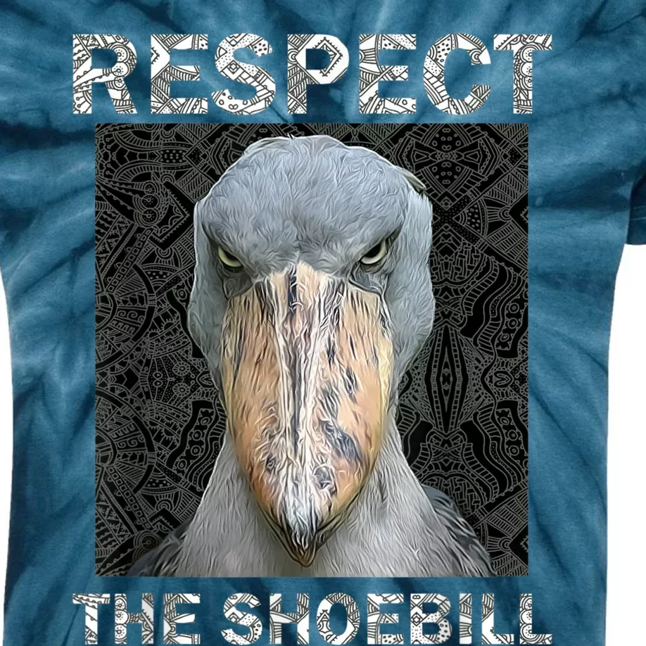 Respect The Shoebill African Bird Aztec Mayan Bird Lover Kids Tie-Dye T-Shirt