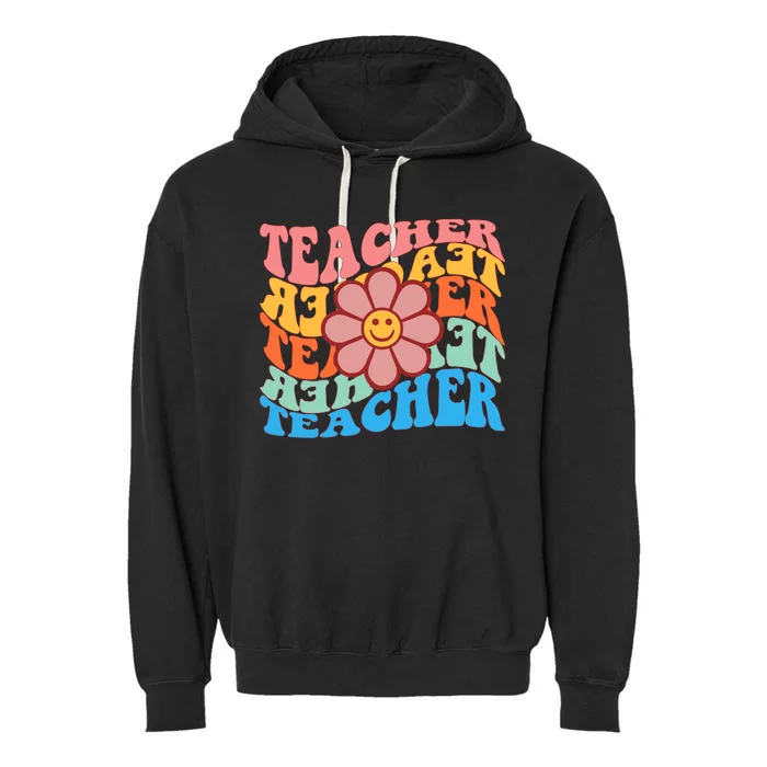 Retro Teacher Sunflower Garment-Dyed Fleece Hoodie