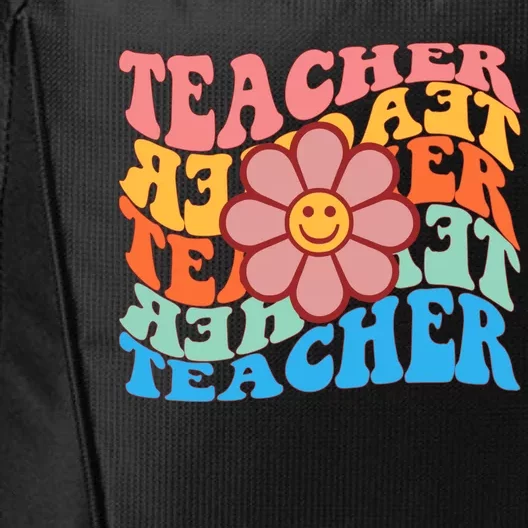 Retro Teacher Sunflower City Backpack