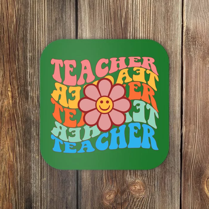 Retro Teacher Sunflower Coaster