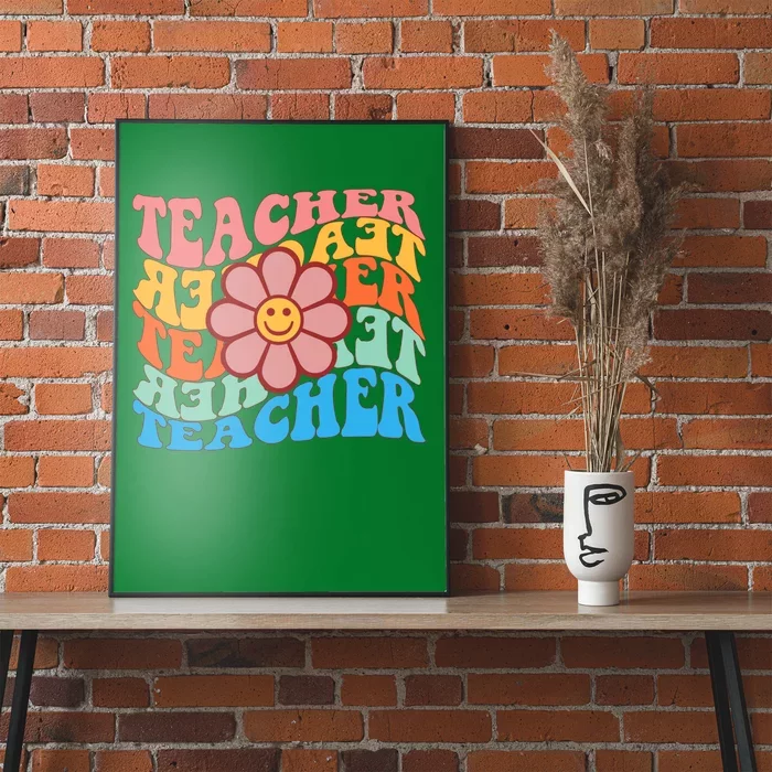 Retro Teacher Sunflower Poster