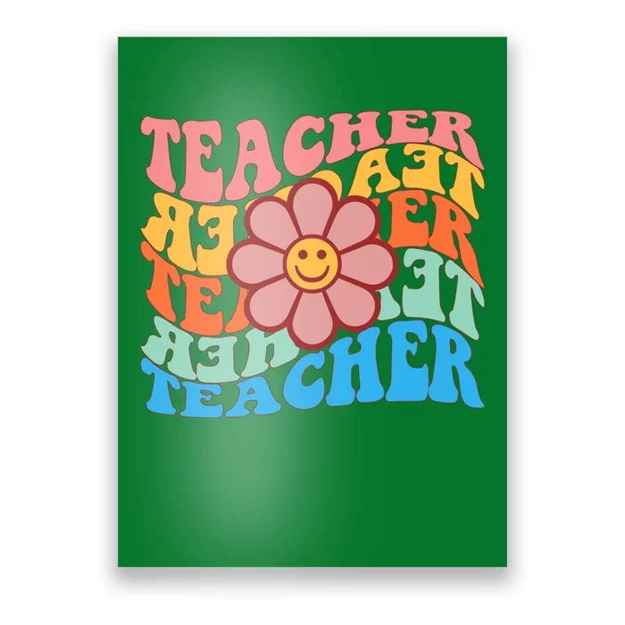 Retro Teacher Sunflower Poster