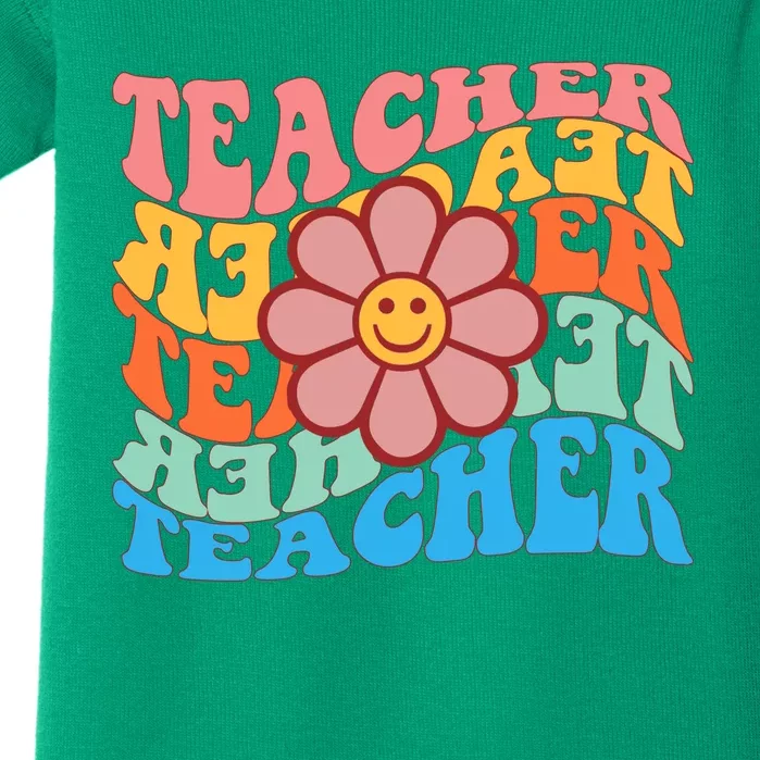 Retro Teacher Sunflower Baby Bodysuit